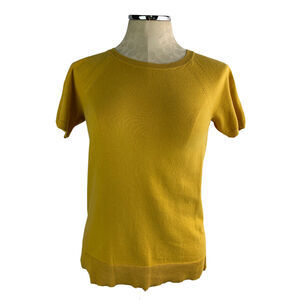 XS Ann Taylor Loft Yellow Gold Short Sleeve Sweater Women's Cotton Blend